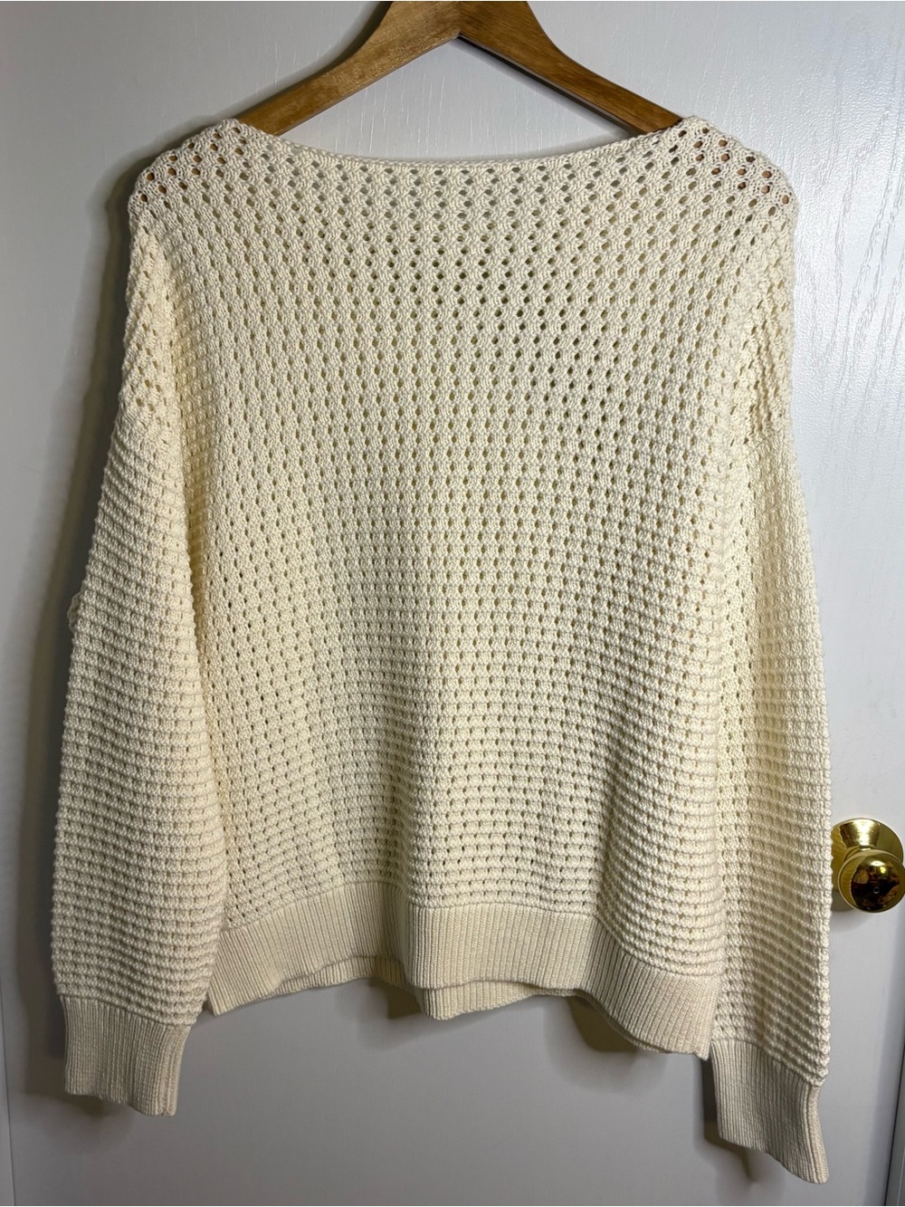 XL Open-Knit Cotton Boat Neck Pullover Sweater Women’s Coastal Beachy Top Layer - Picture 2 of 6